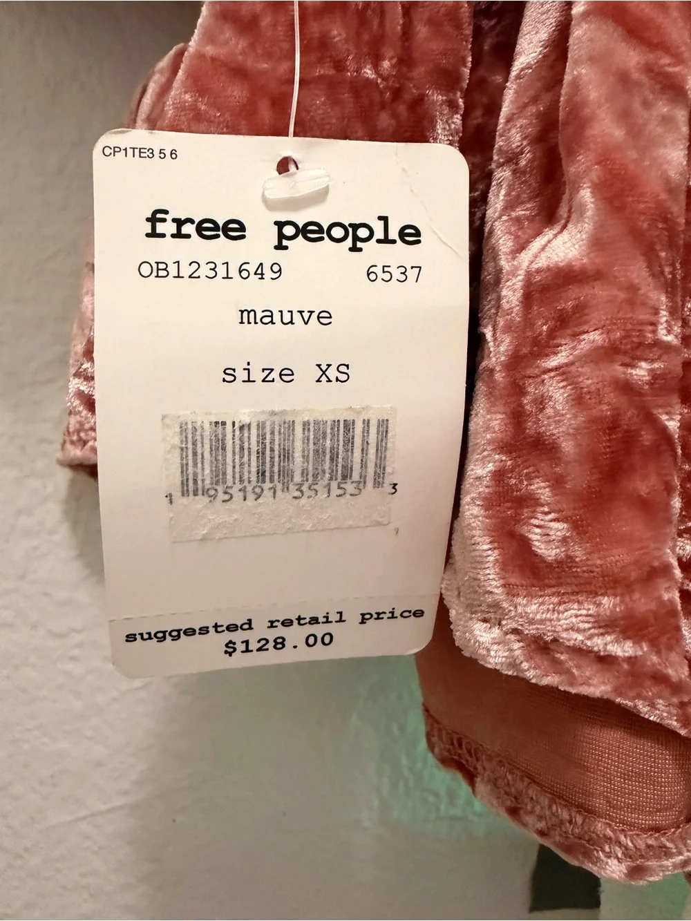 Free People Rose Crushed Velvet Lace-Trim Peplum Top